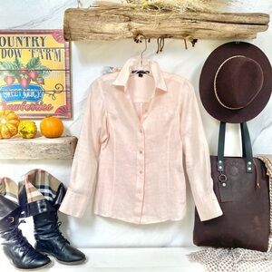Sweet LINEN shirt w glorious raw texture in dreamy blush colour